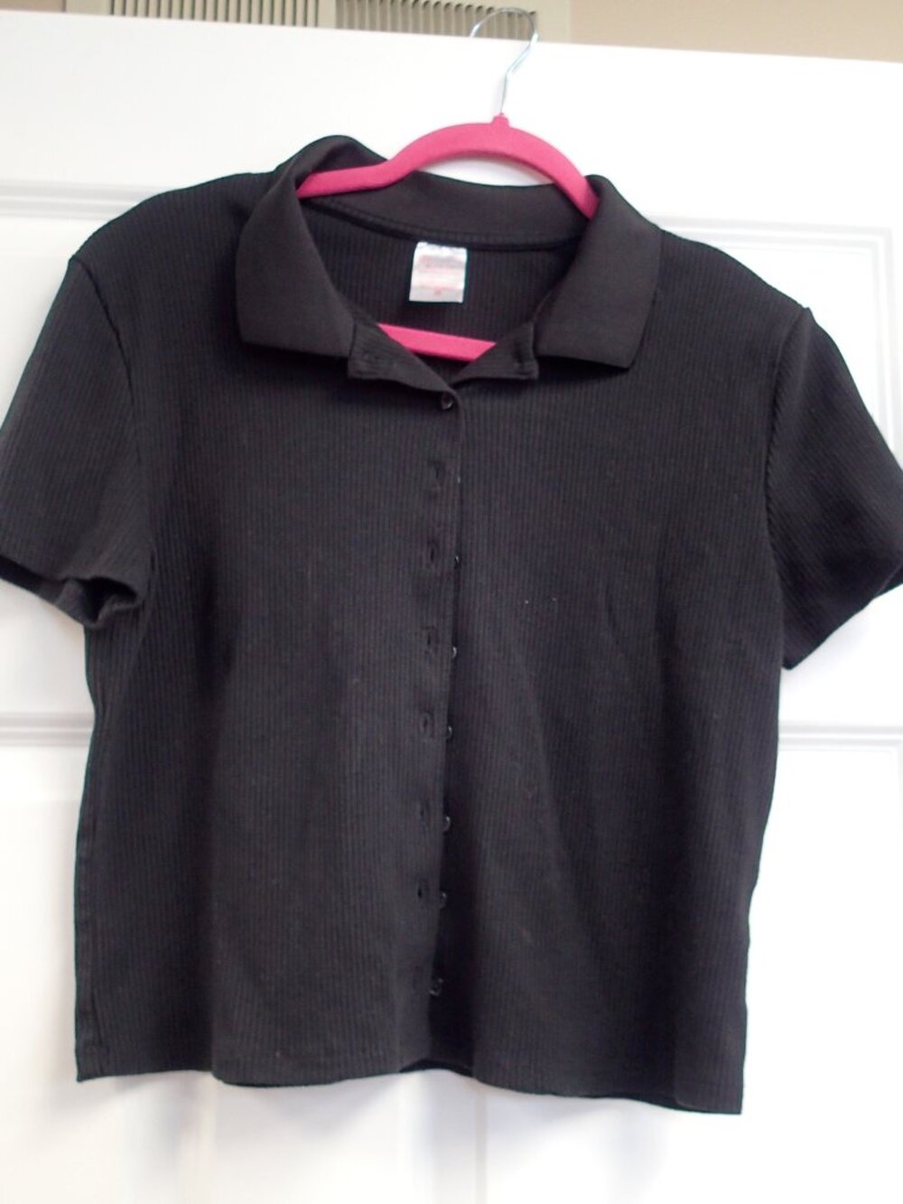 Womens Black Short Sleeve Sweater Size XL